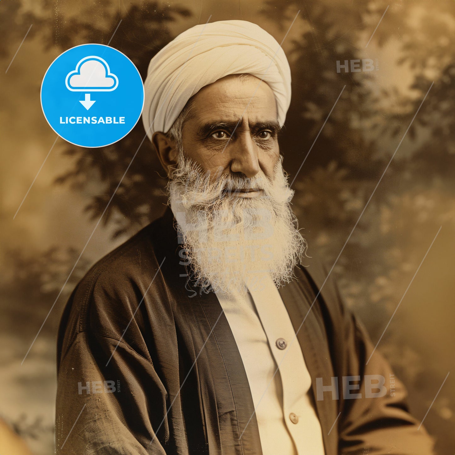 Abdu'l-Bahá, 1844 - 1921, Persian religious leader - A Man With A White Beard And Turban