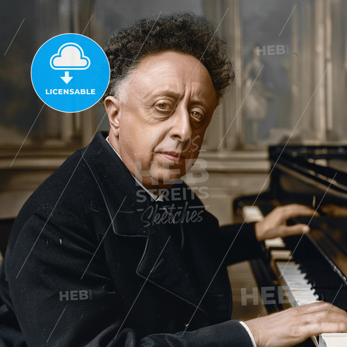 Arthur Rubinstein, 1887 - 1982, Polish-American pianist - A Man Playing A Piano