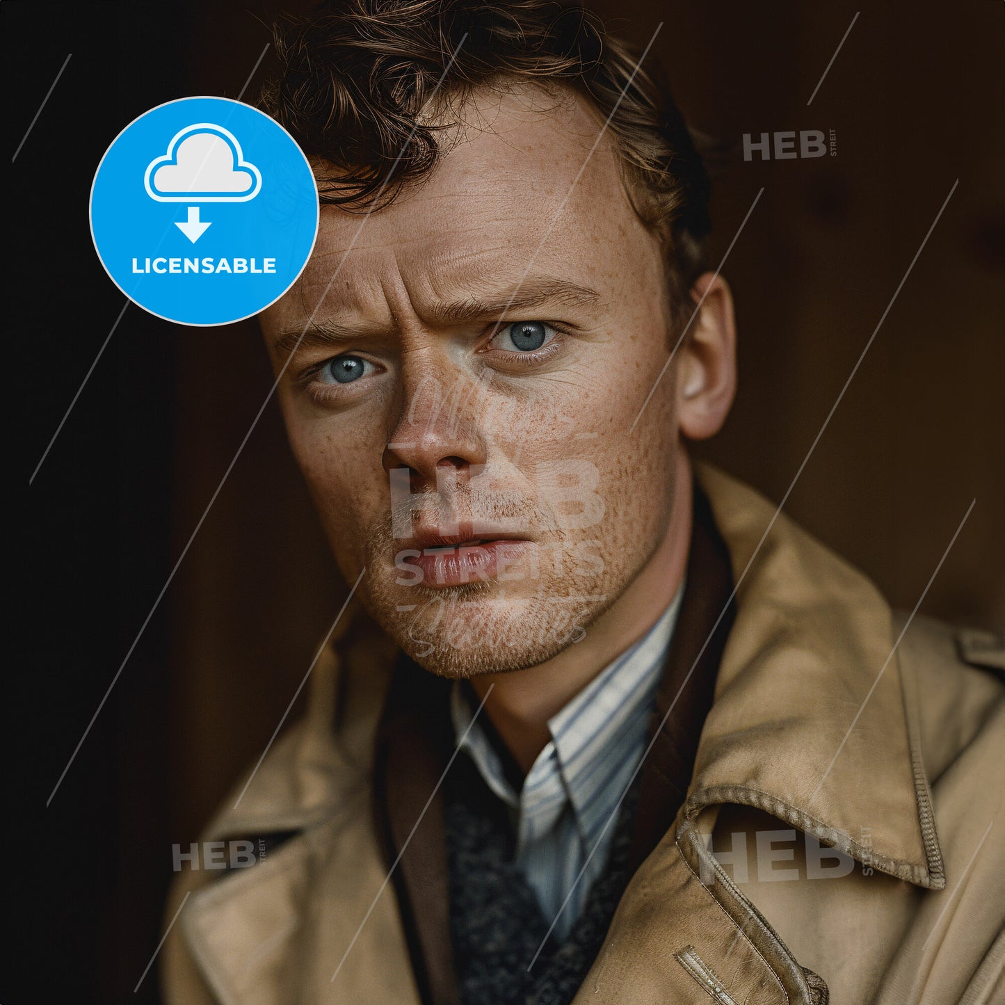 Charles Lindbergh, 1902 - 1974, American aviator and navigator - A Man With Freckles Wearing A Trench Coat