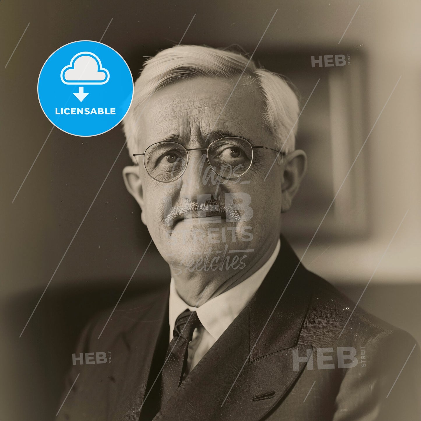 Conrad Felixmüller, 1897 - 1977, German painter and printmaker - A Man With A Mustache Wearing A Suit And Tie