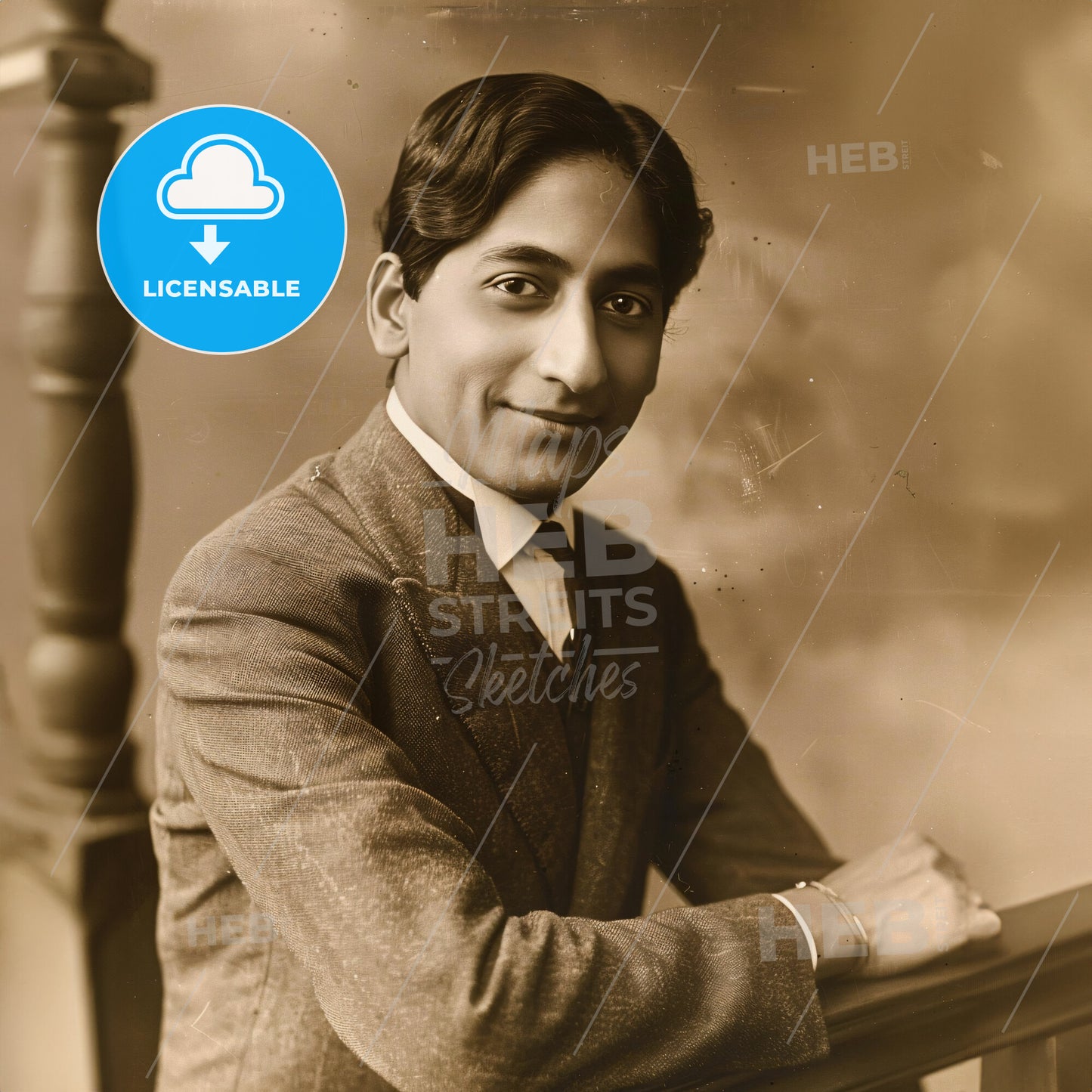 Jiddu Krishnamurti, 1895 - 1986, Indian spiritual teacher - A Man In A Suit Leaning On A Railing