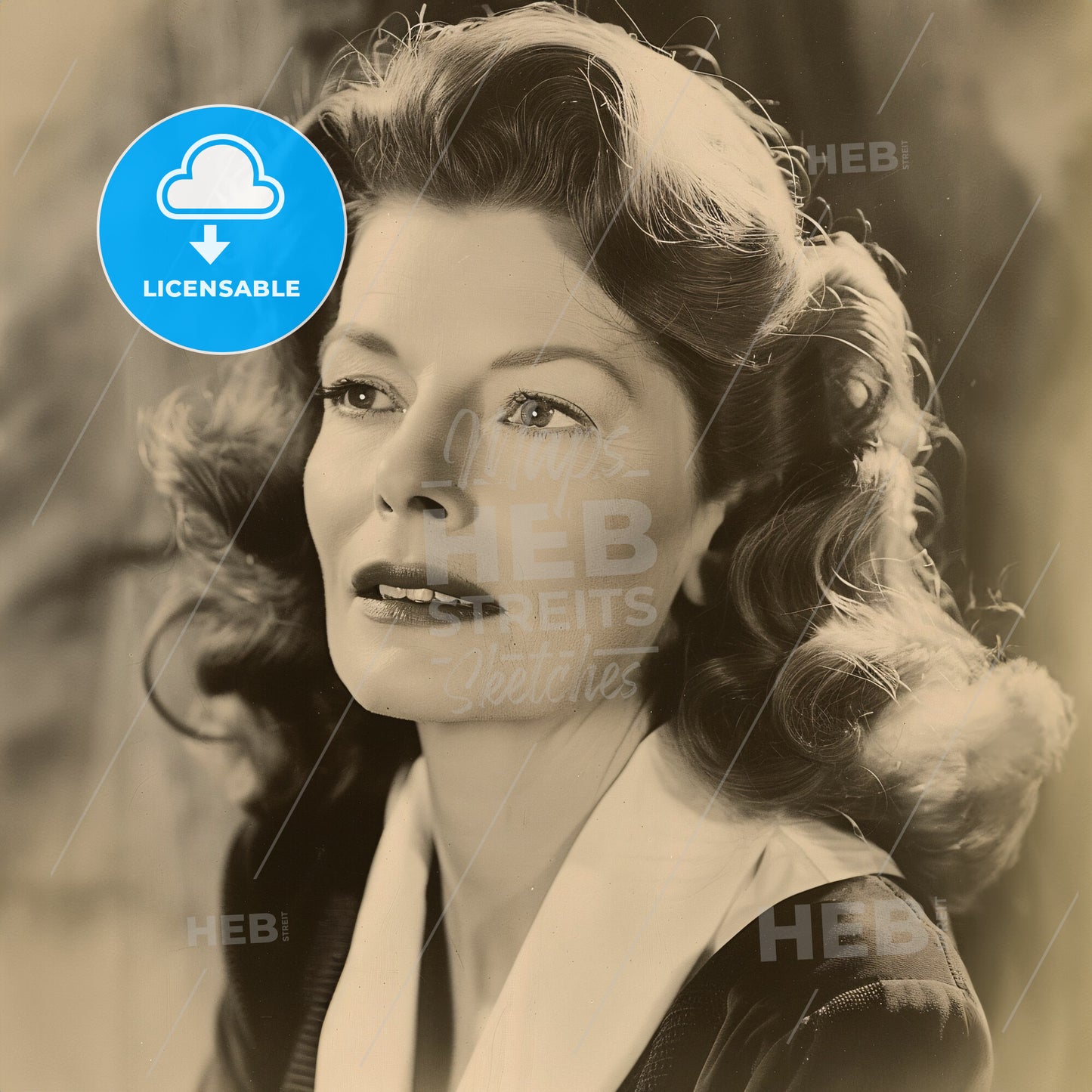 Katharine Hepburn, 1907 - 2003, American actress - A Woman With Curly Hair