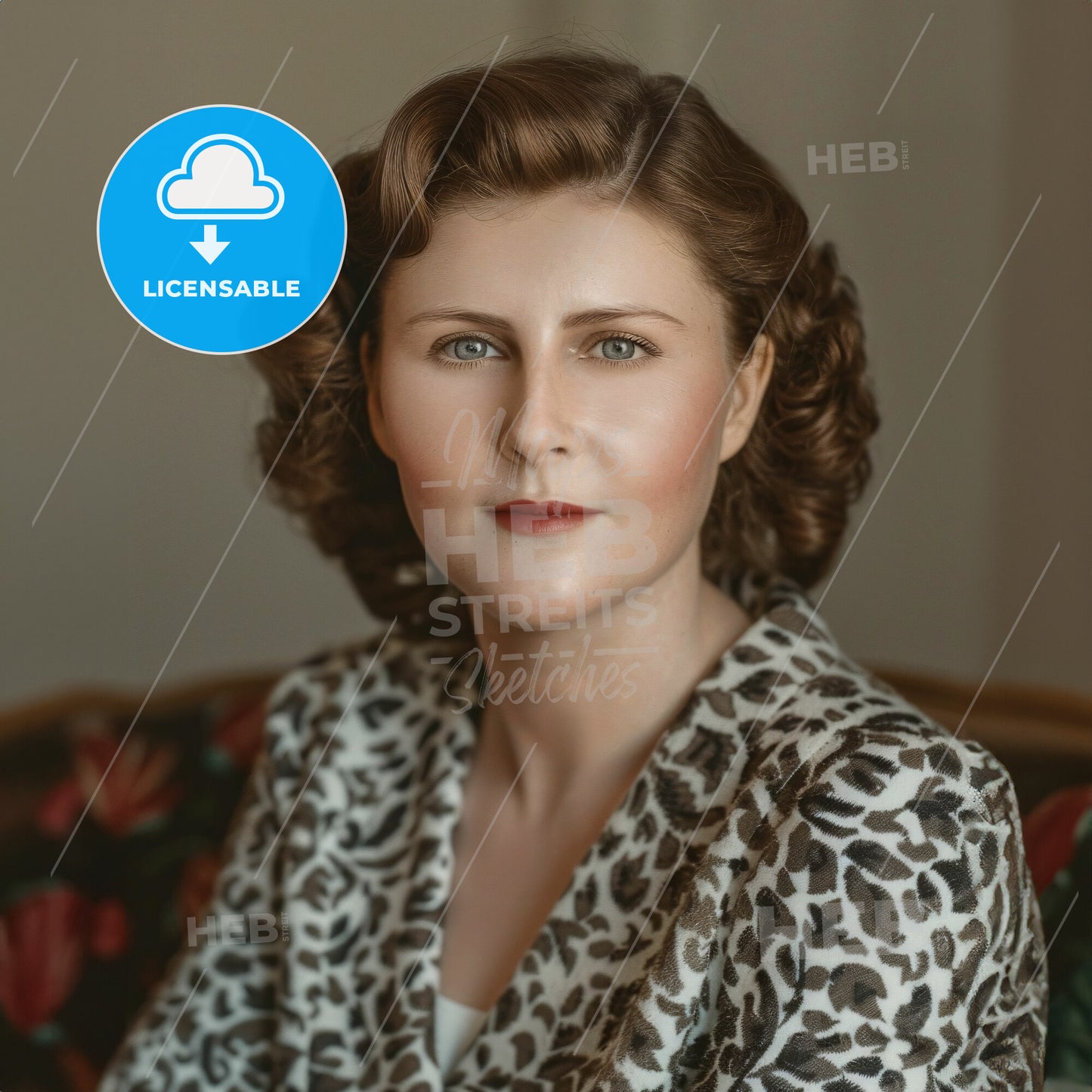 Pamela Churchill Harriman, 1920 - 1997, British-American socialite - A Woman With Curly Hair And A Leopard Print Jacket