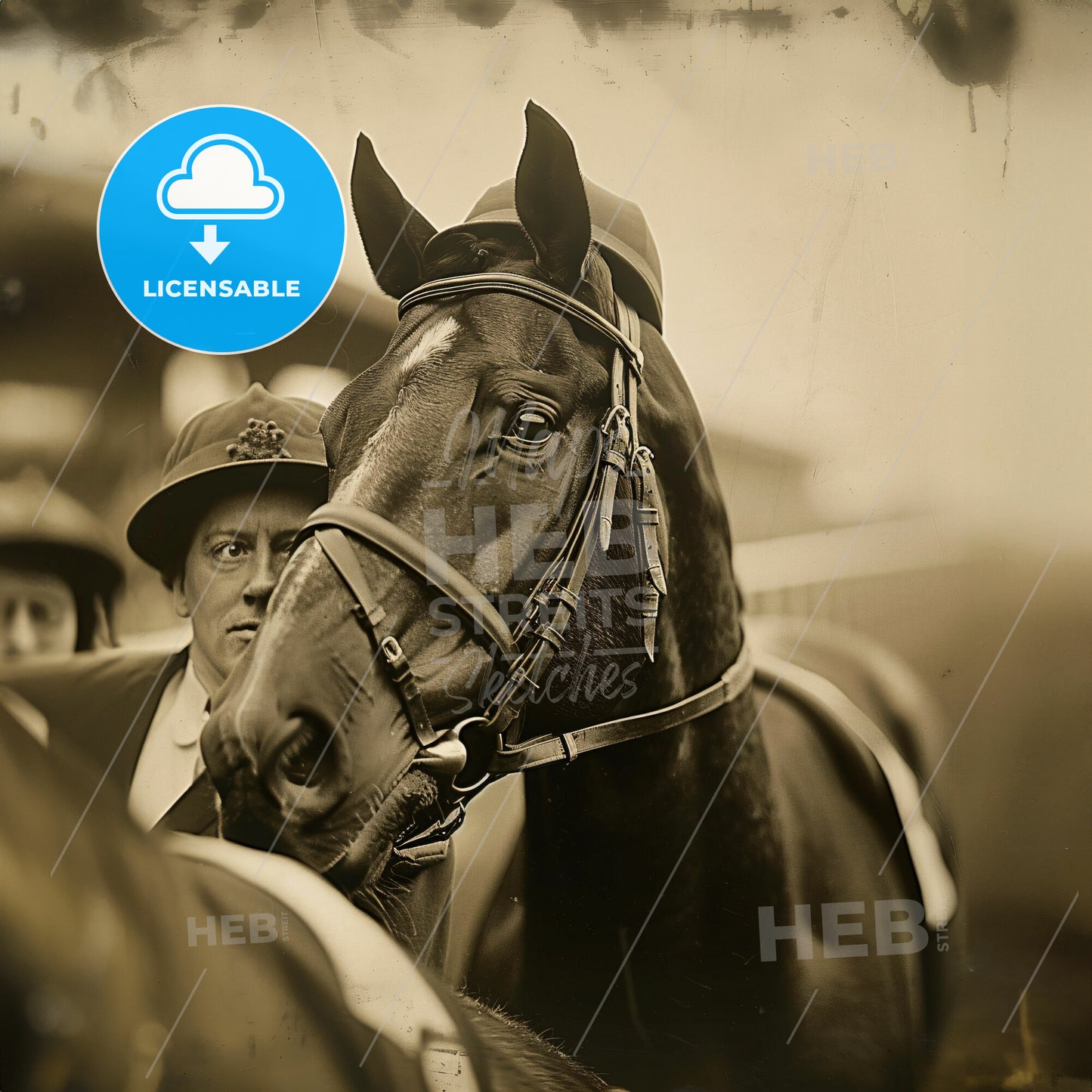 Seabiscuit, 1933 - 1947, American racehorse - A Horse With A Hat And Bridle