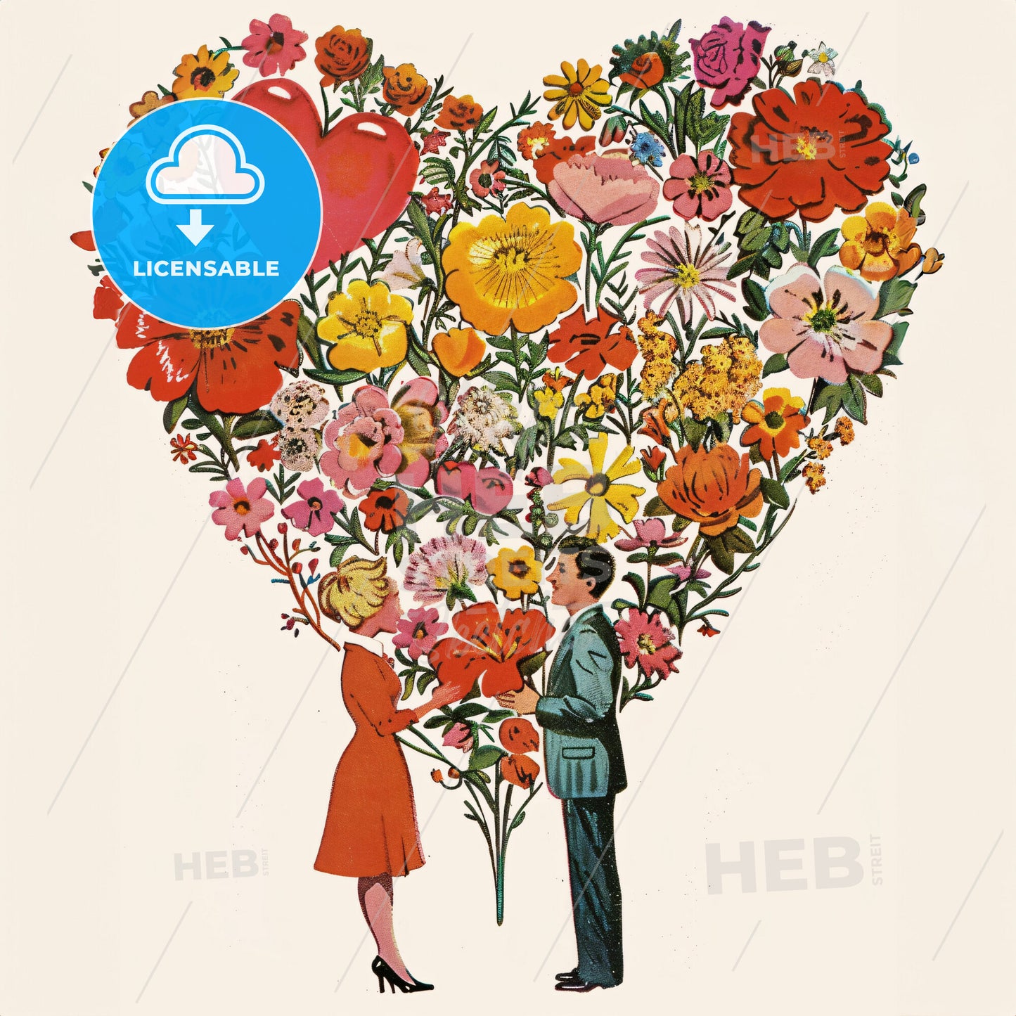 A Man And Woman Holding Flowers