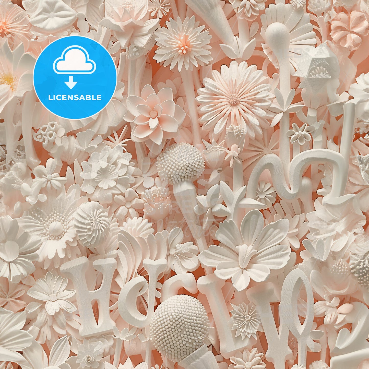 A Group Of White Flowers And Letters