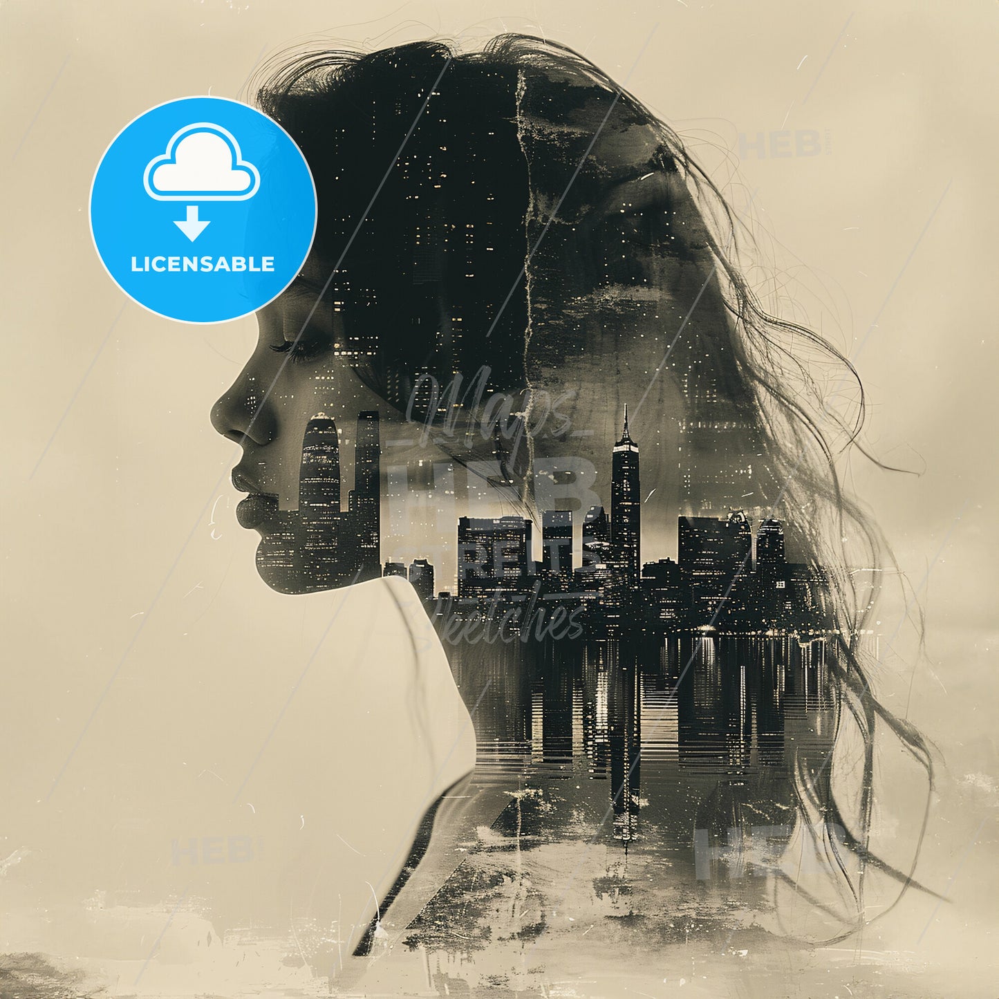 50 Shades of Earl Grey - A womans profile with a city in the background