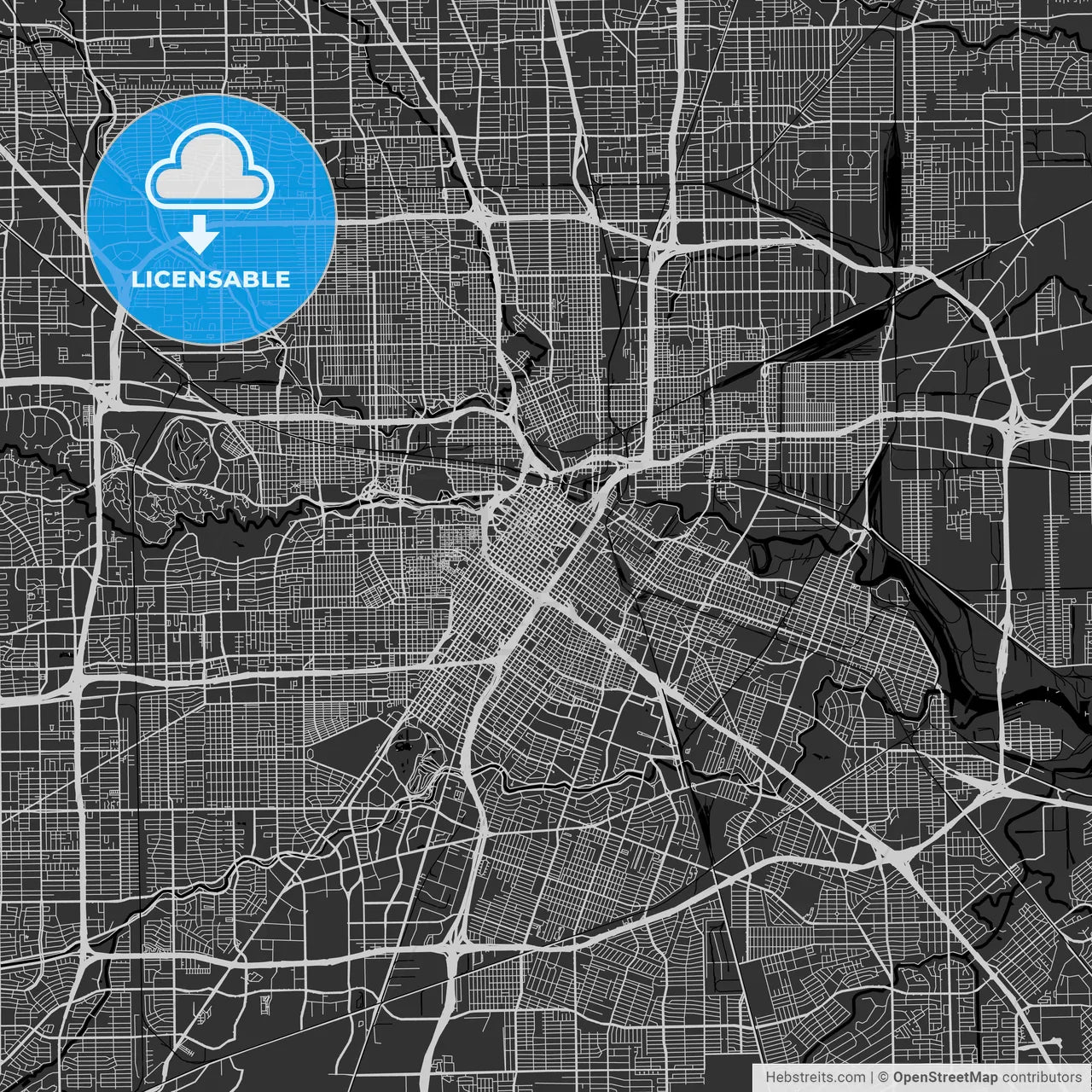 Houston, Texas - Area Map - Dark