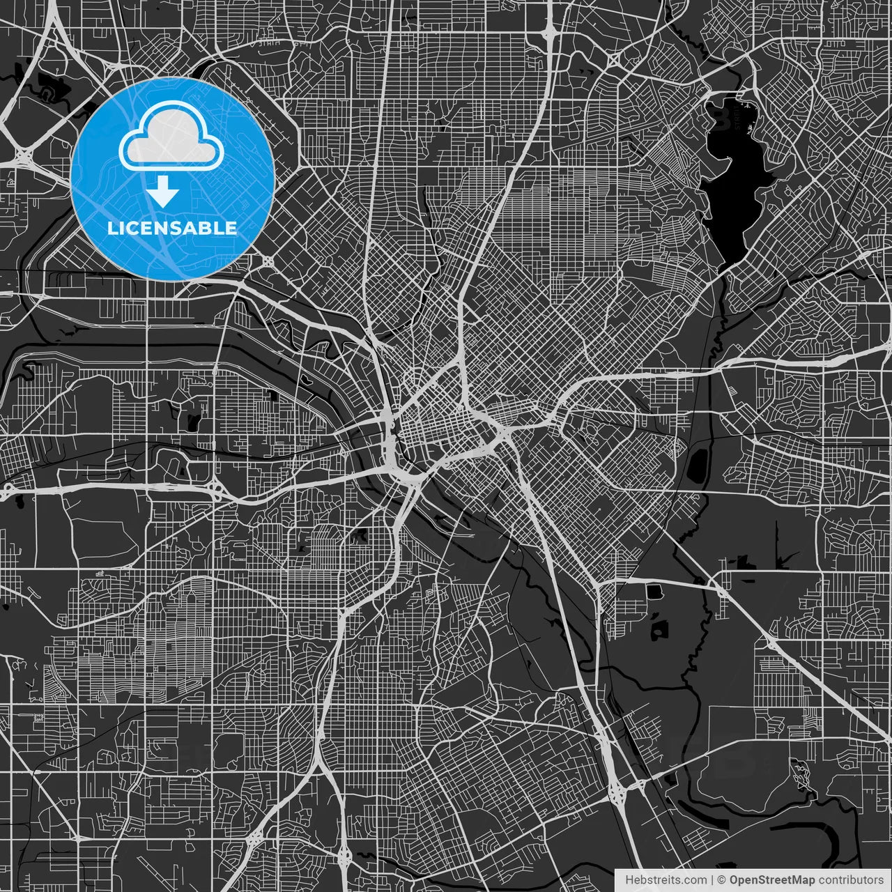 Dallas, Texas - Area Map - Dark