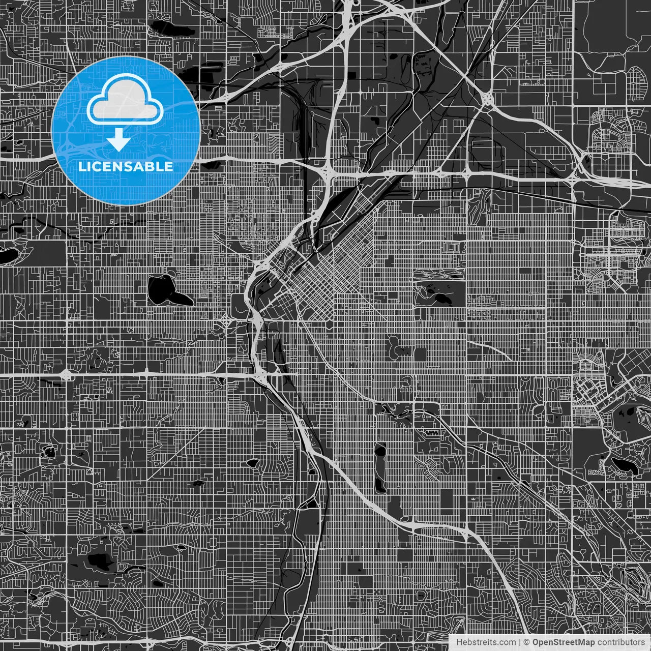 Denver, Colorado - Area Map - Dark