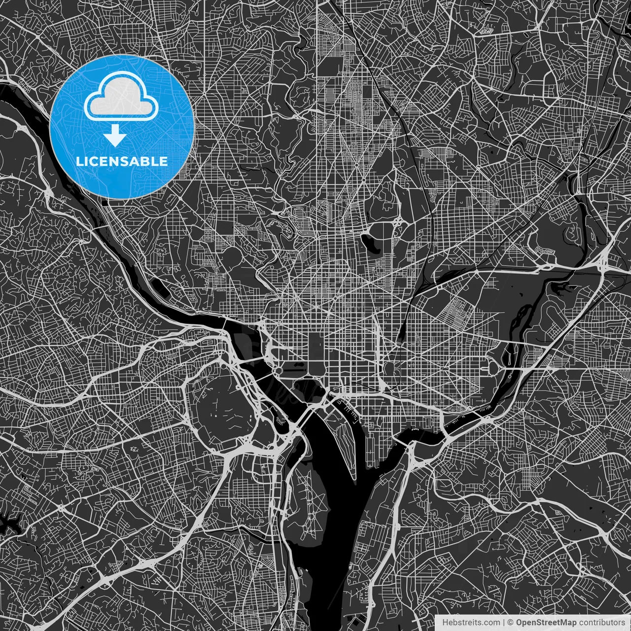 Washington, District of Columbia - Area Map - Dark