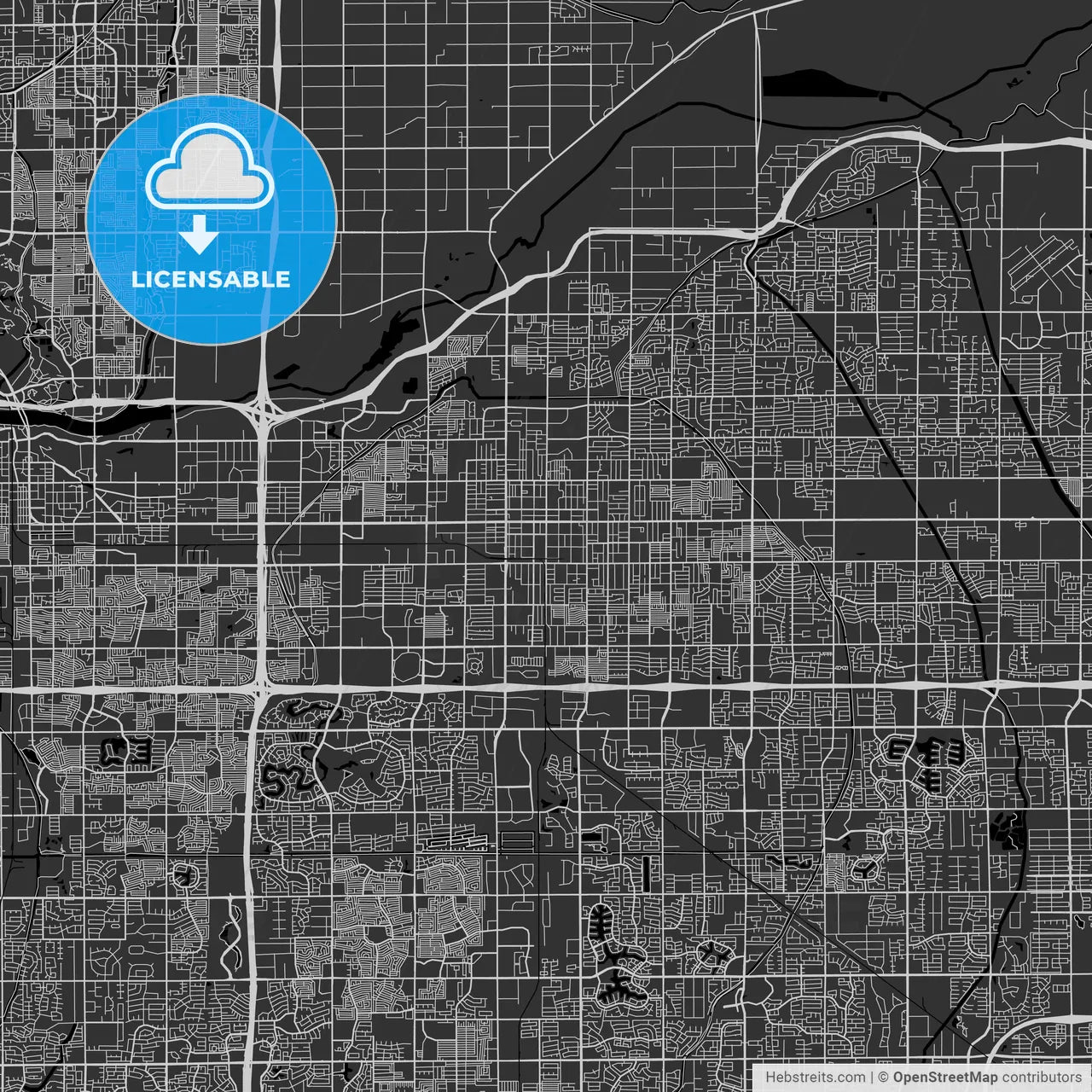 Mesa, Arizona - Area Map - Dark