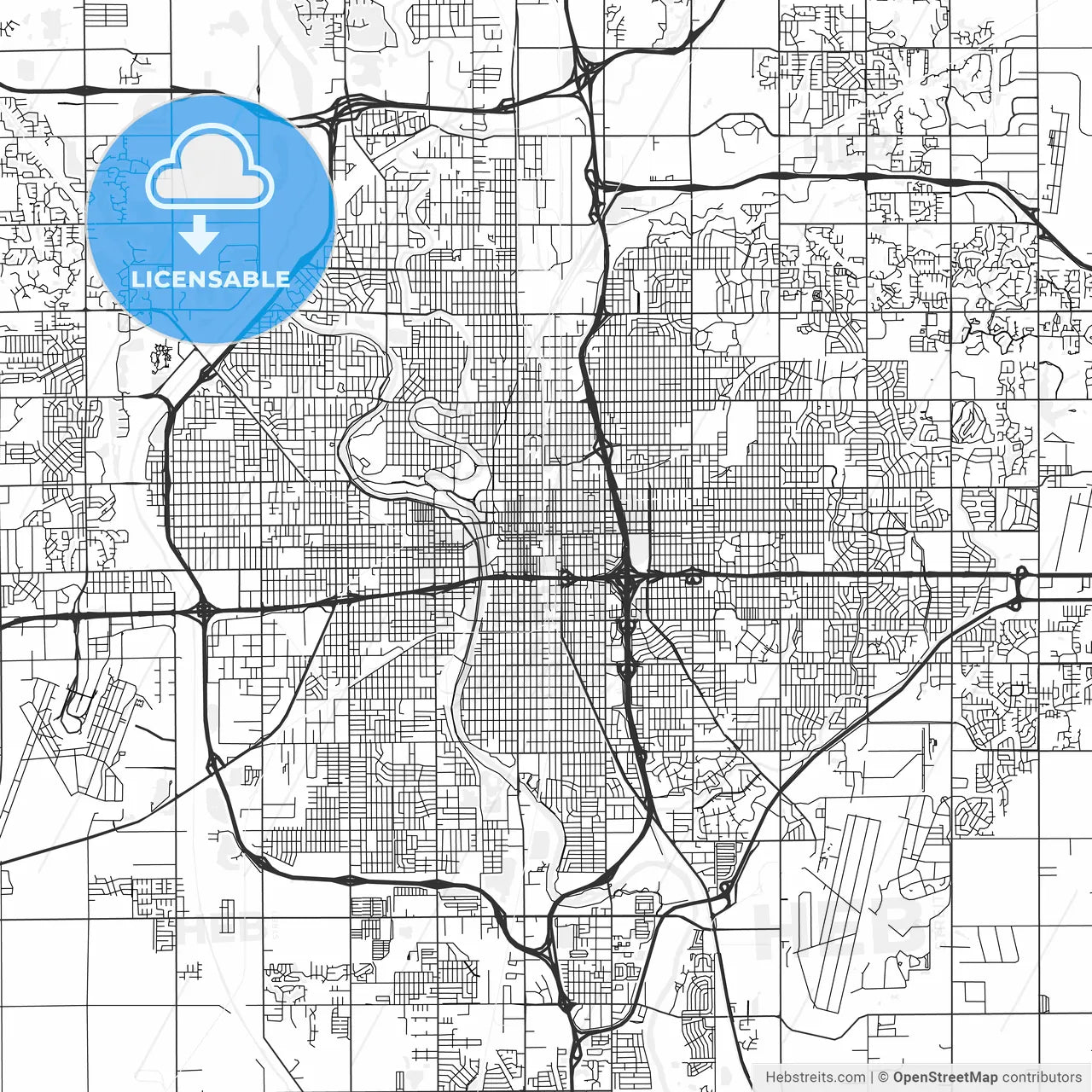 Wichita, Kansas - Area Map - Light