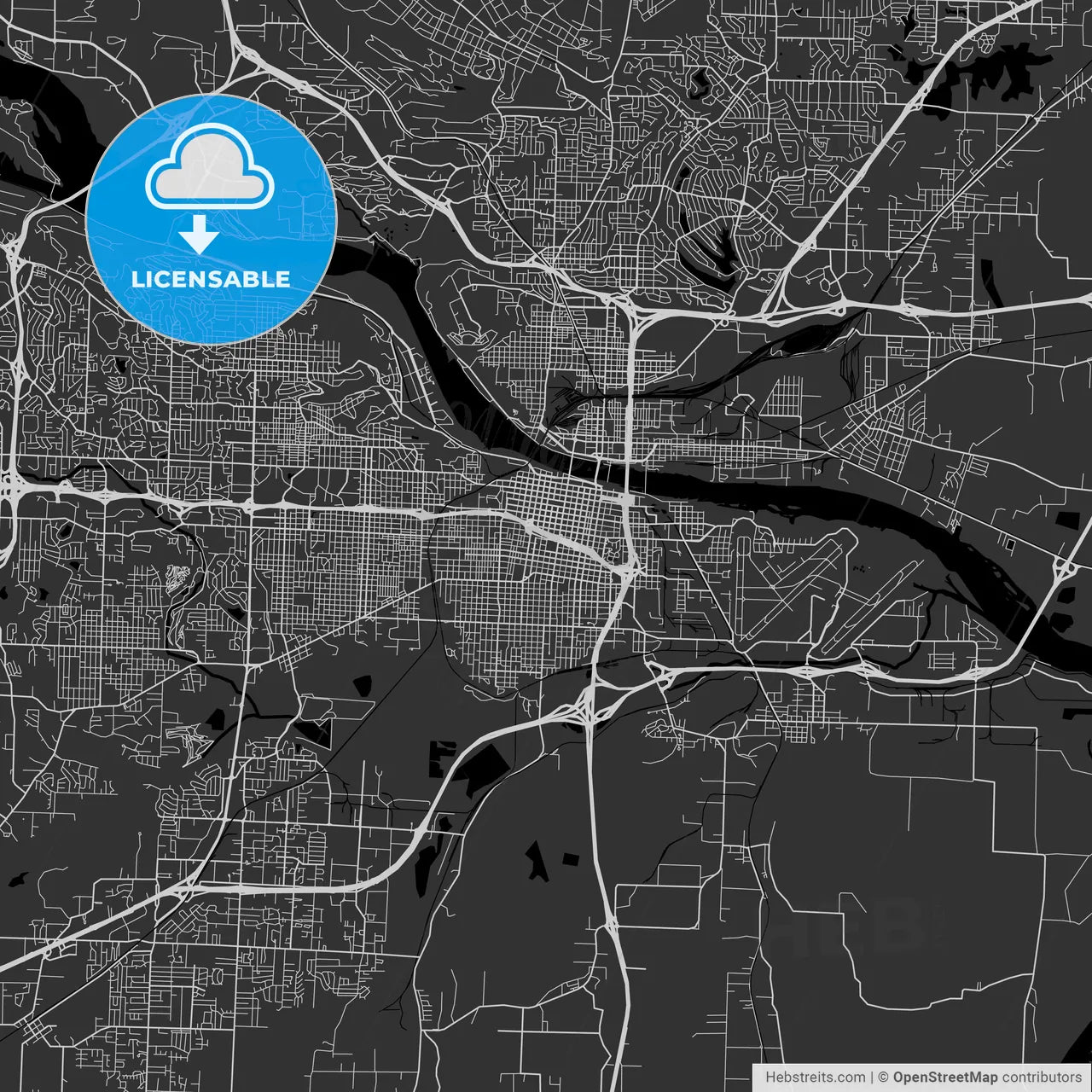 Little Rock, Arkansas - Area Map - Dark