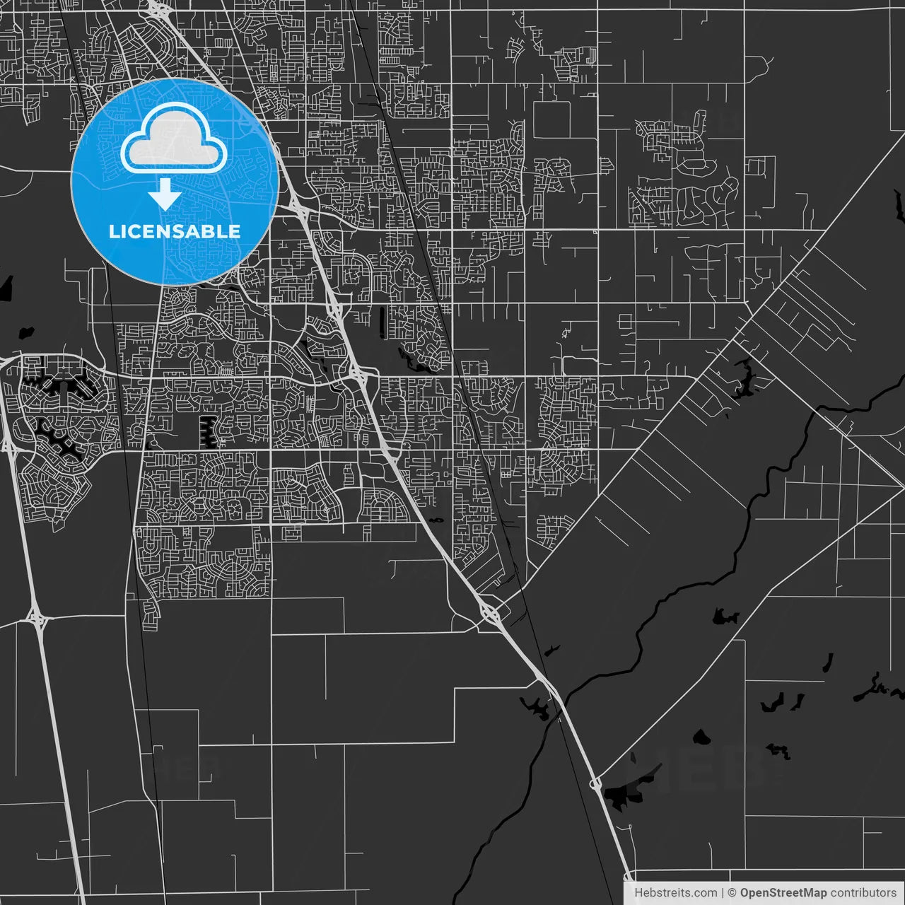 Elk Grove, California - Area Map - Dark