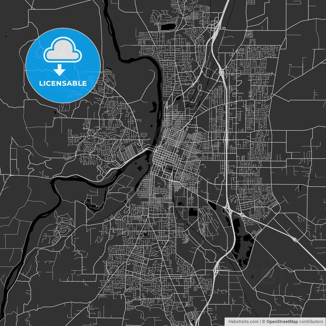 Salem, Oregon - Area Map - Dark