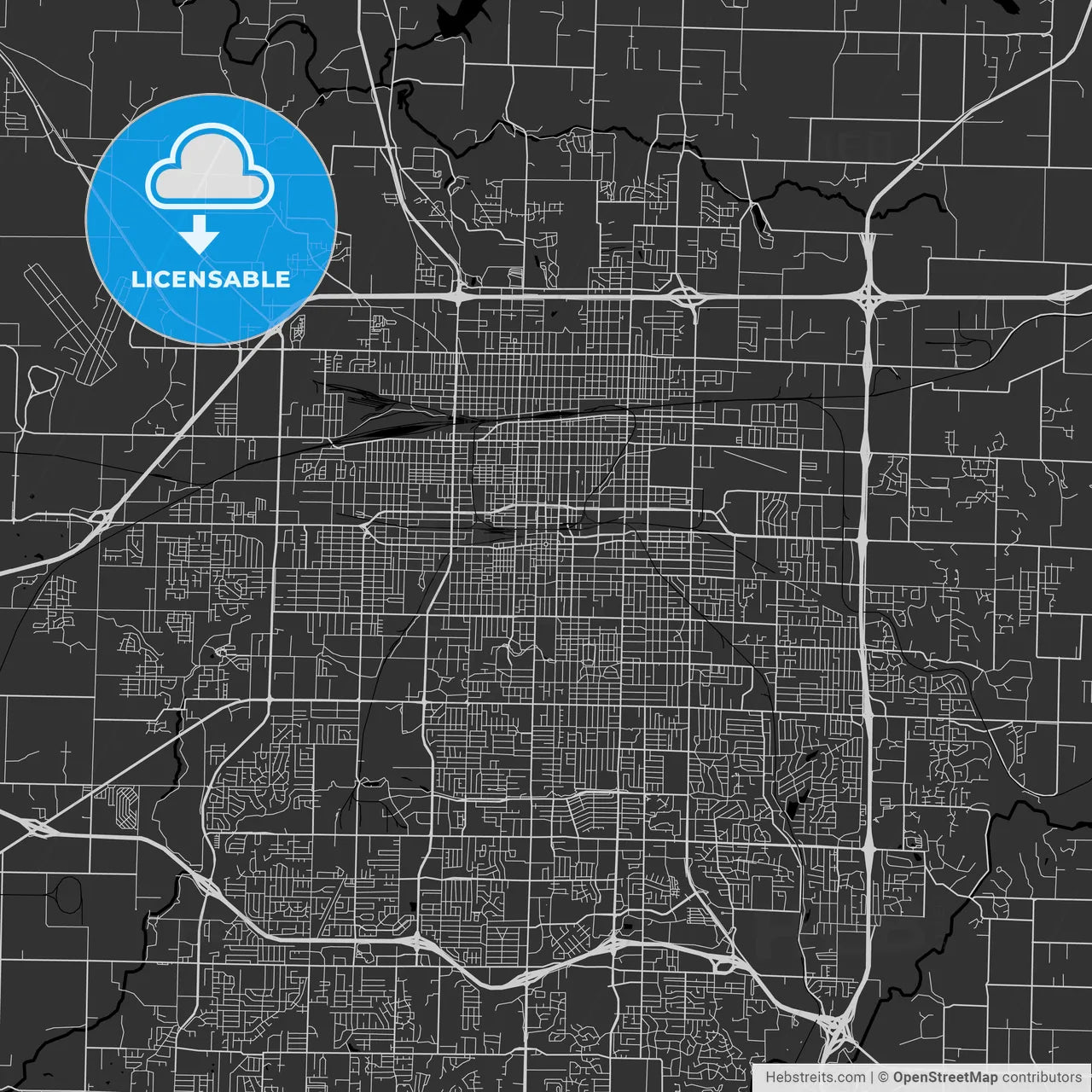 Springfield, Missouri - Area Map - Dark