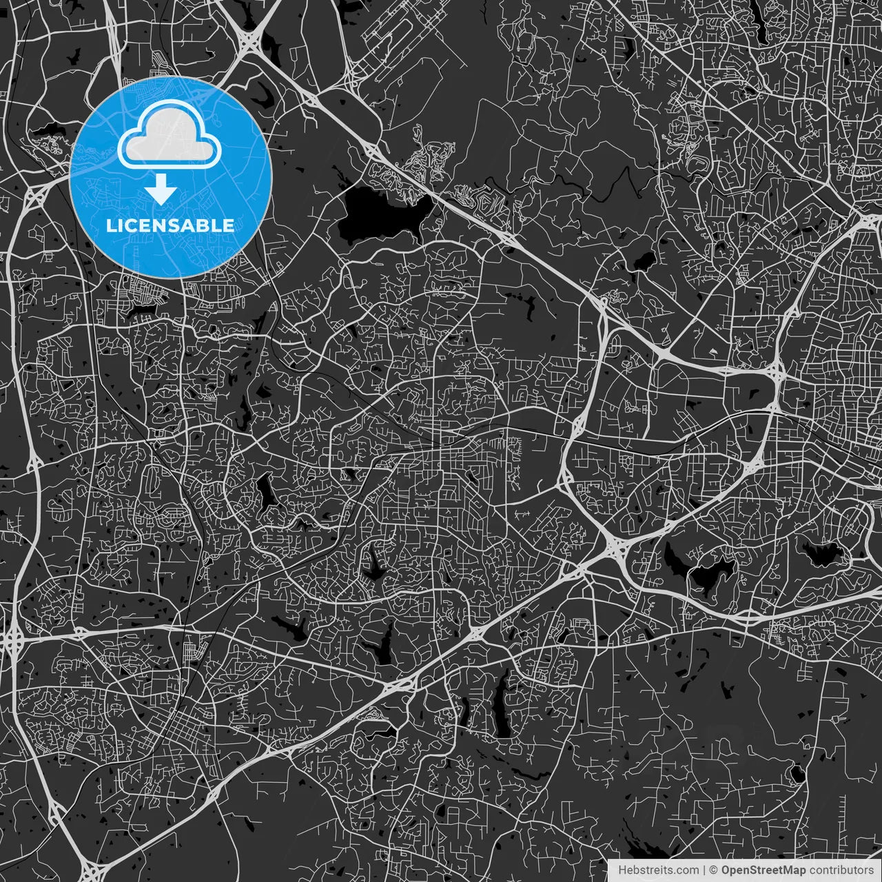 Cary, North Carolina - Area Map - Dark