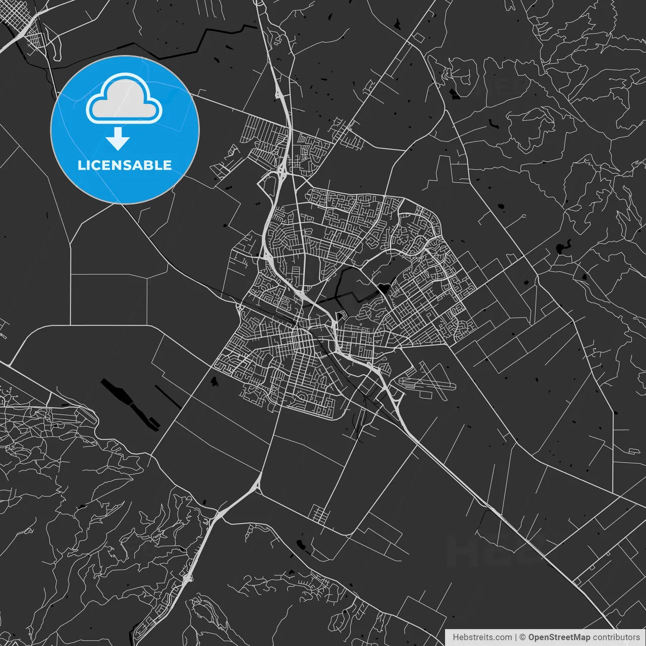 Salinas, California - Area Map - Dark