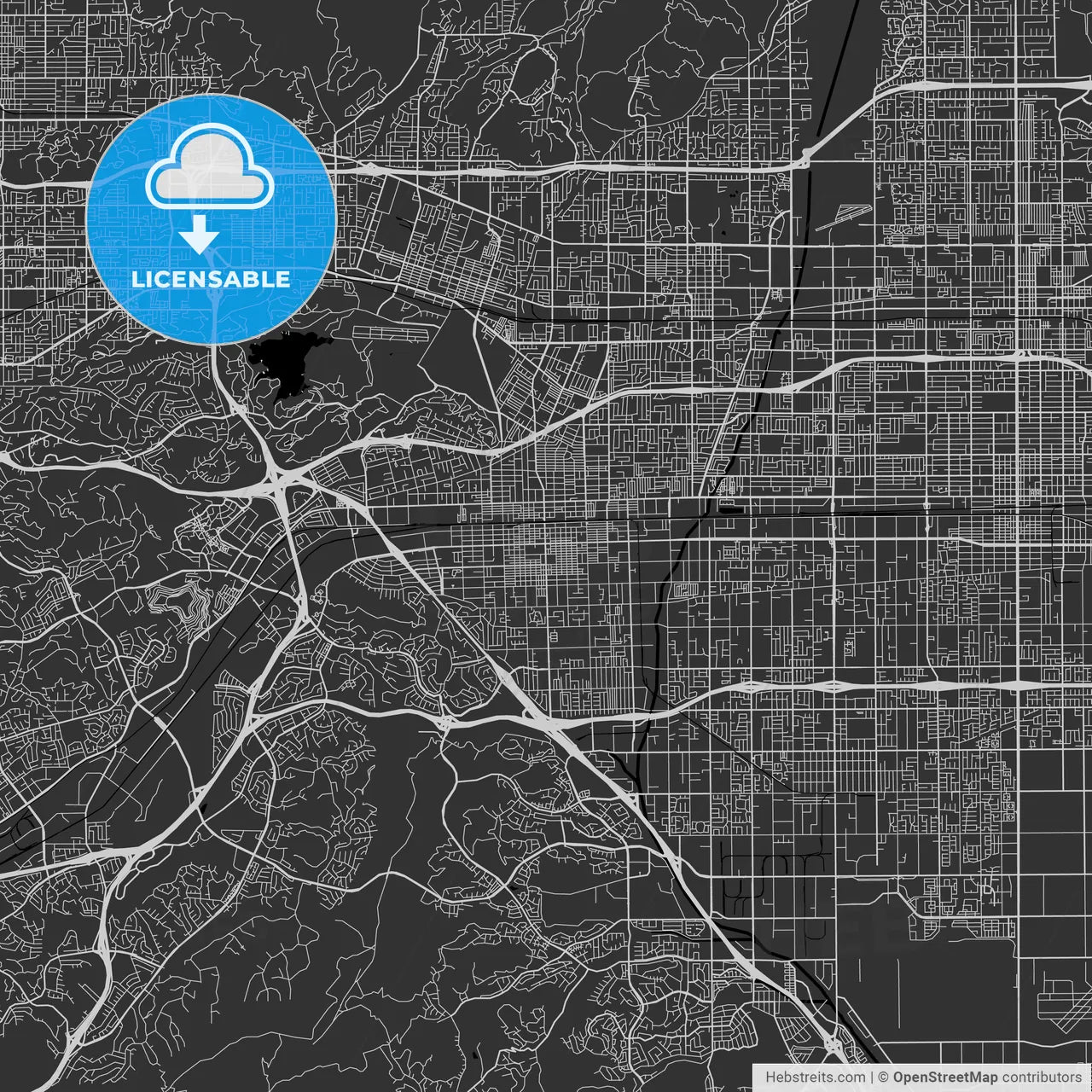 Pomona, California - Area Map - Dark