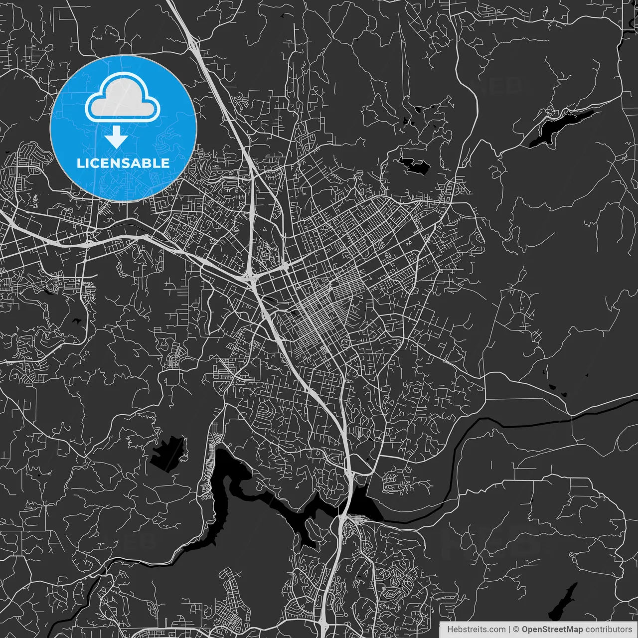 Escondido, California - Area Map - Dark
