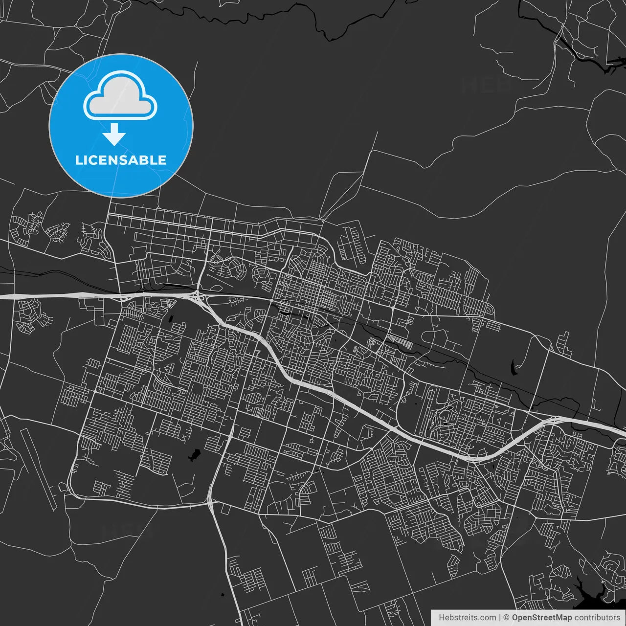 Killeen, Texas - Area Map - Dark
