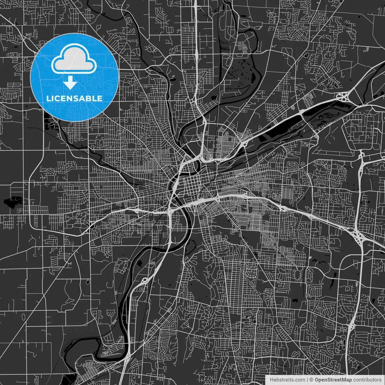 Dayton, Ohio - Area Map - Dark