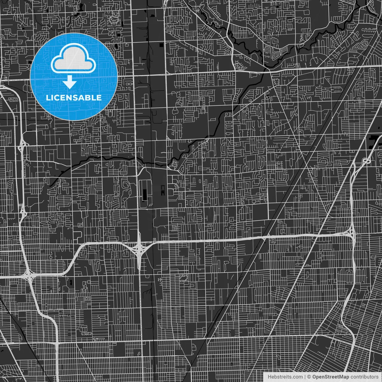 Warren, Michigan - Area Map - Dark