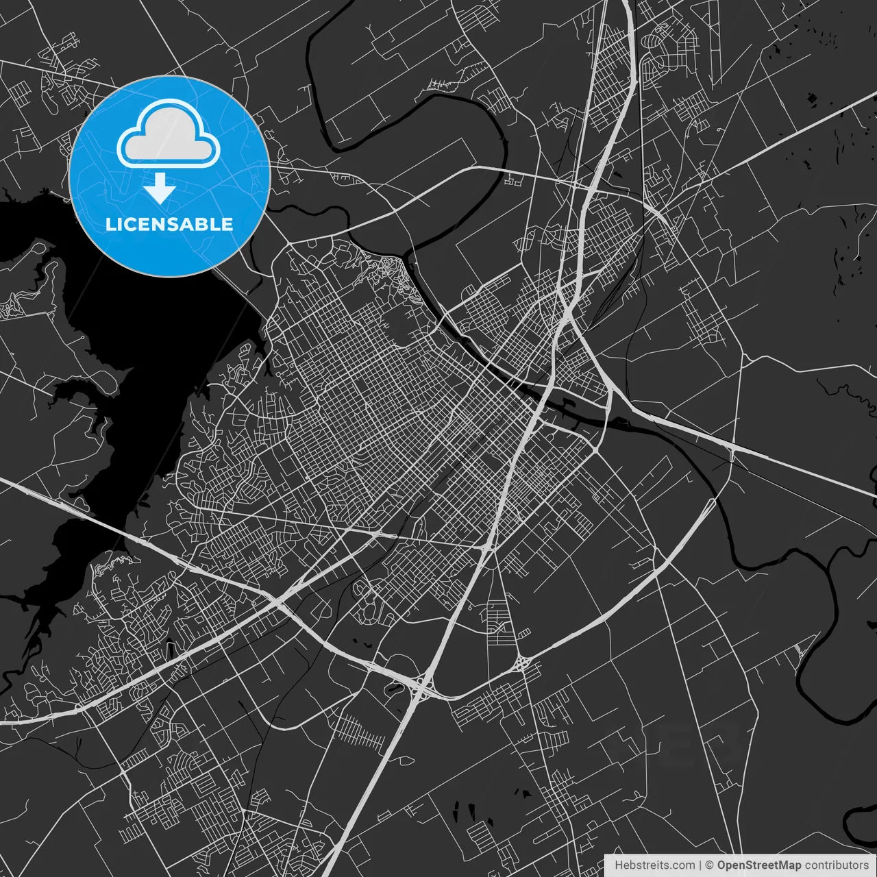 Waco, Texas - Area Map - Dark