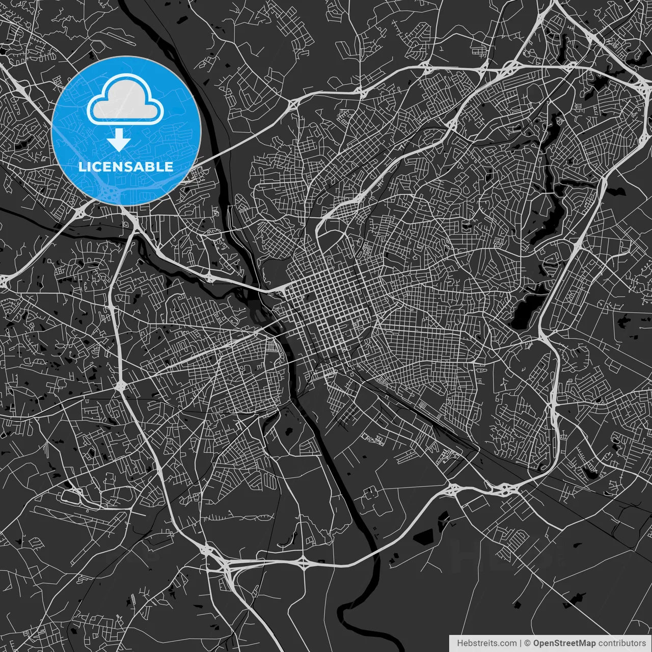 Columbia, South Carolina - Area Map - Dark
