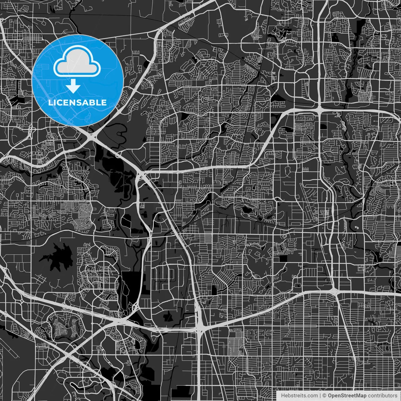 Carrollton, Texas - Area Map - Dark