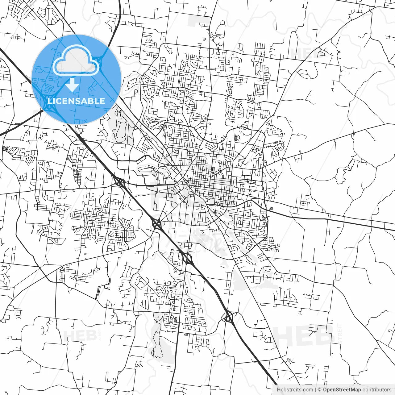 Murfreesboro, Tennessee - Area Map - Light