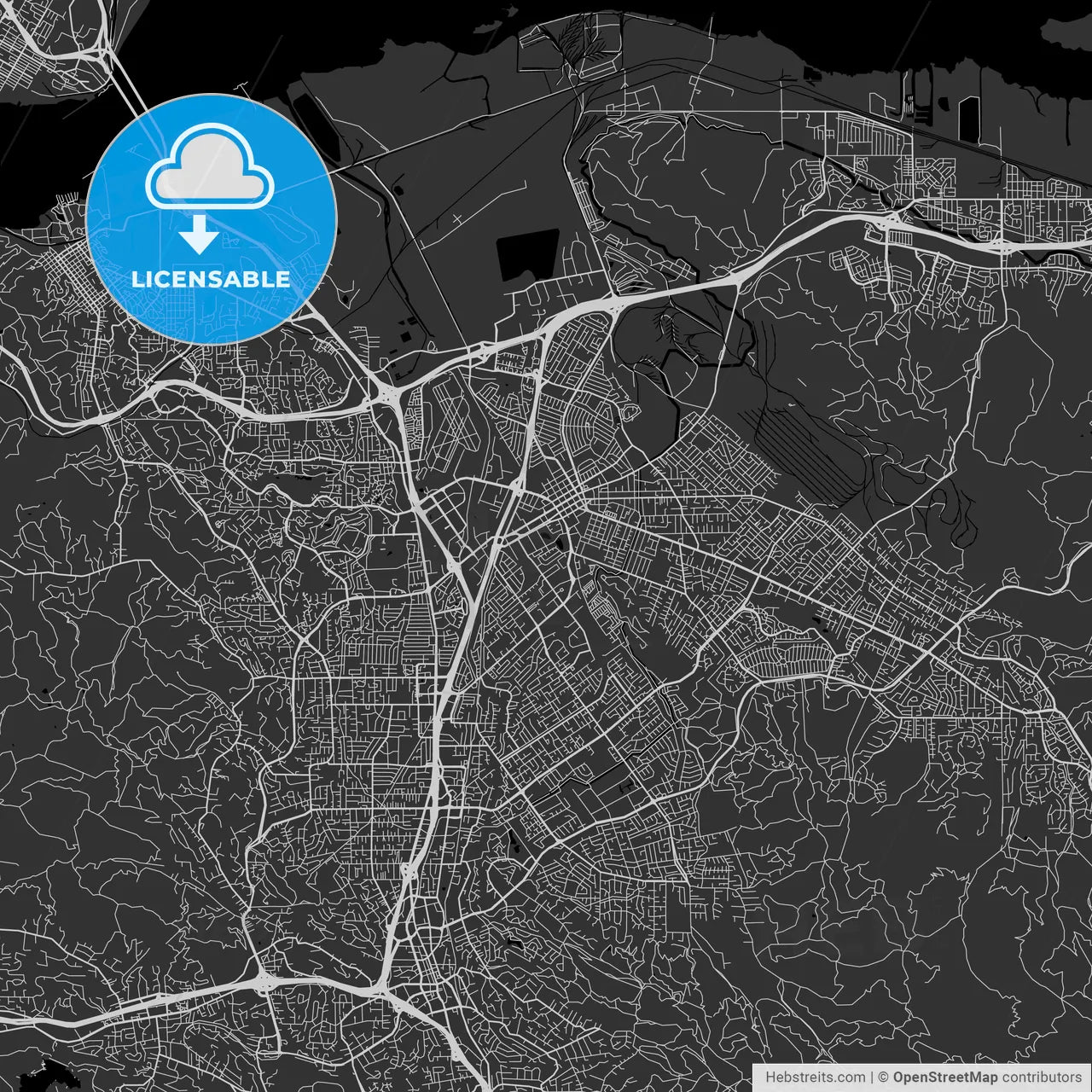 Concord, California - Area Map - Dark