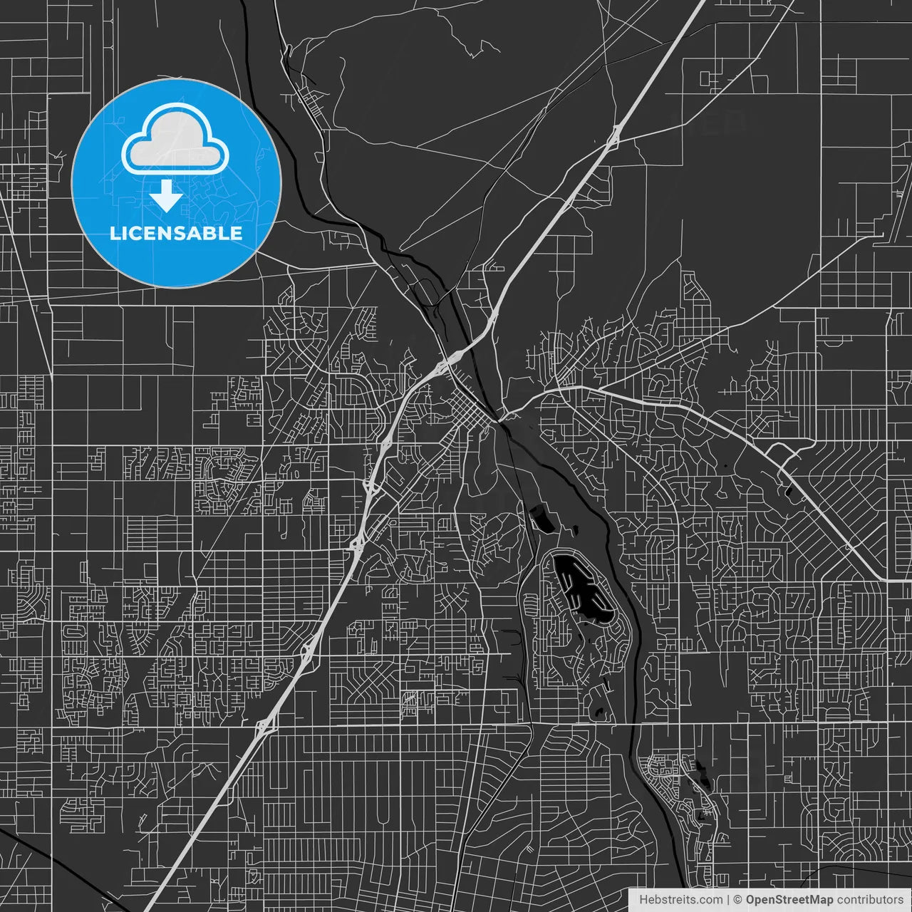 Victorville, California - Area Map - Dark