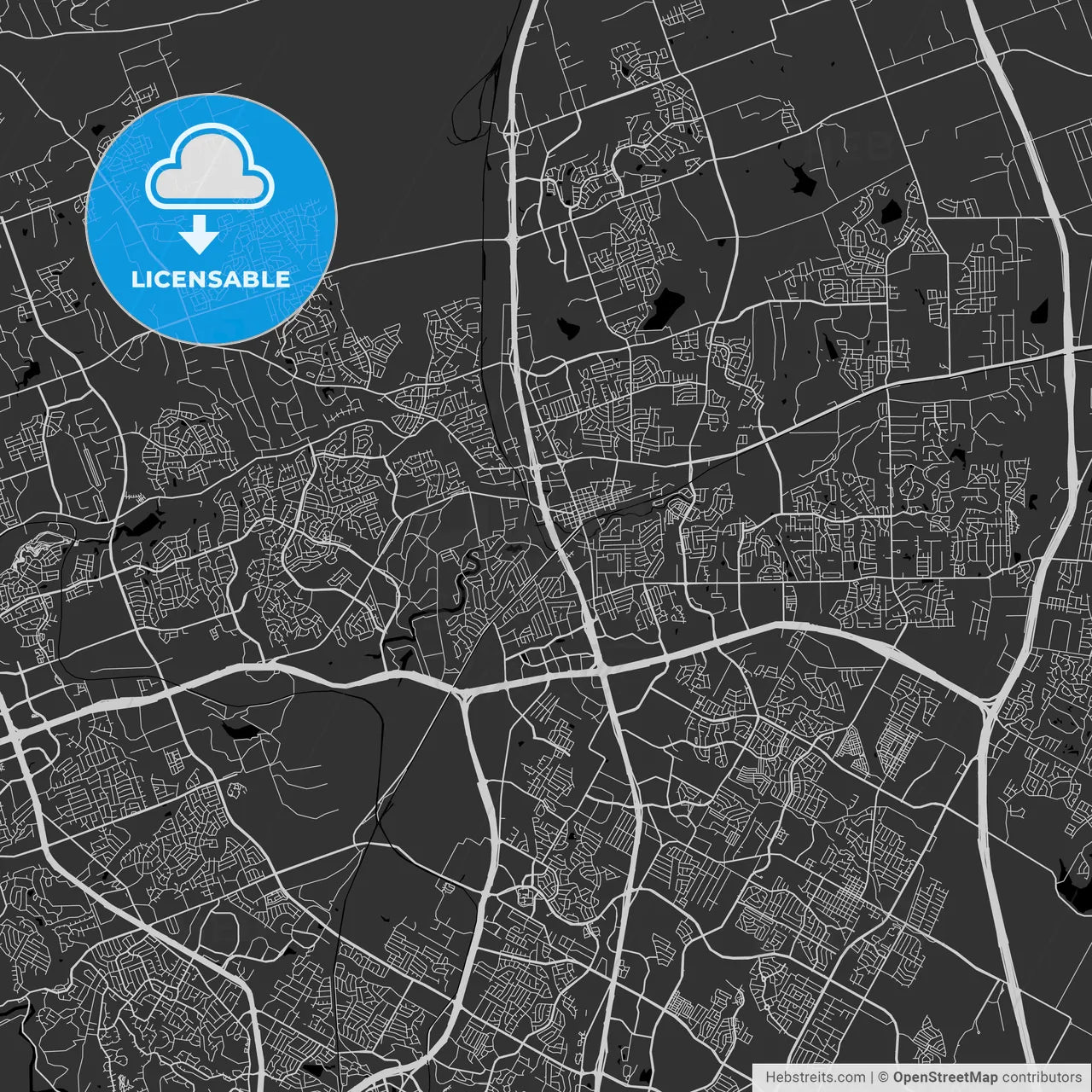 Round Rock, Texas - Area Map - Dark