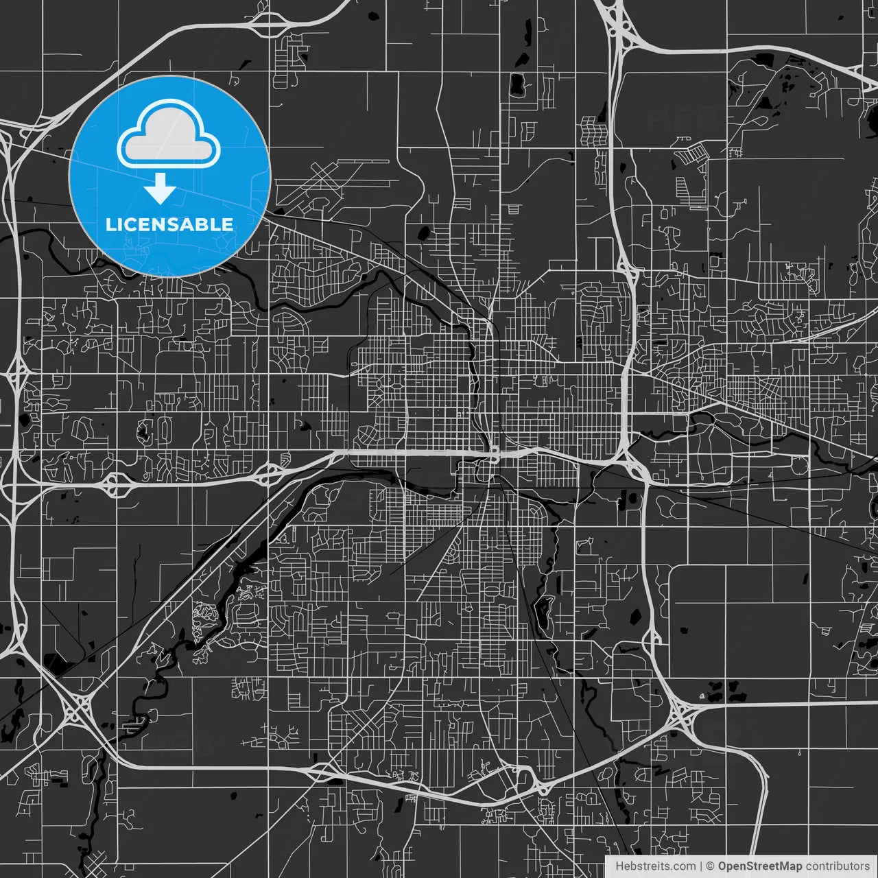 Lansing, Michigan - Area Map - Dark
