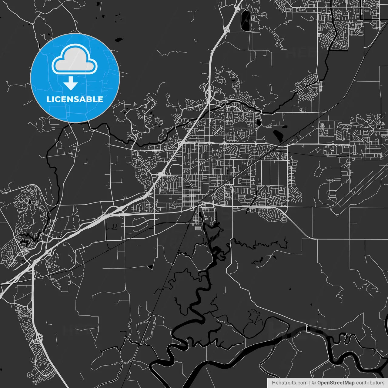Fairfield, California - Area Map - Dark