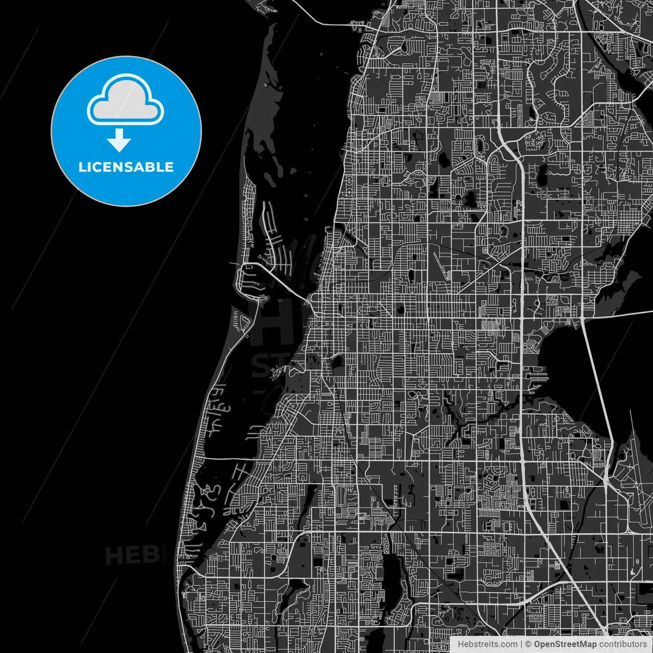 Clearwater, Florida - Area Map - Dark
