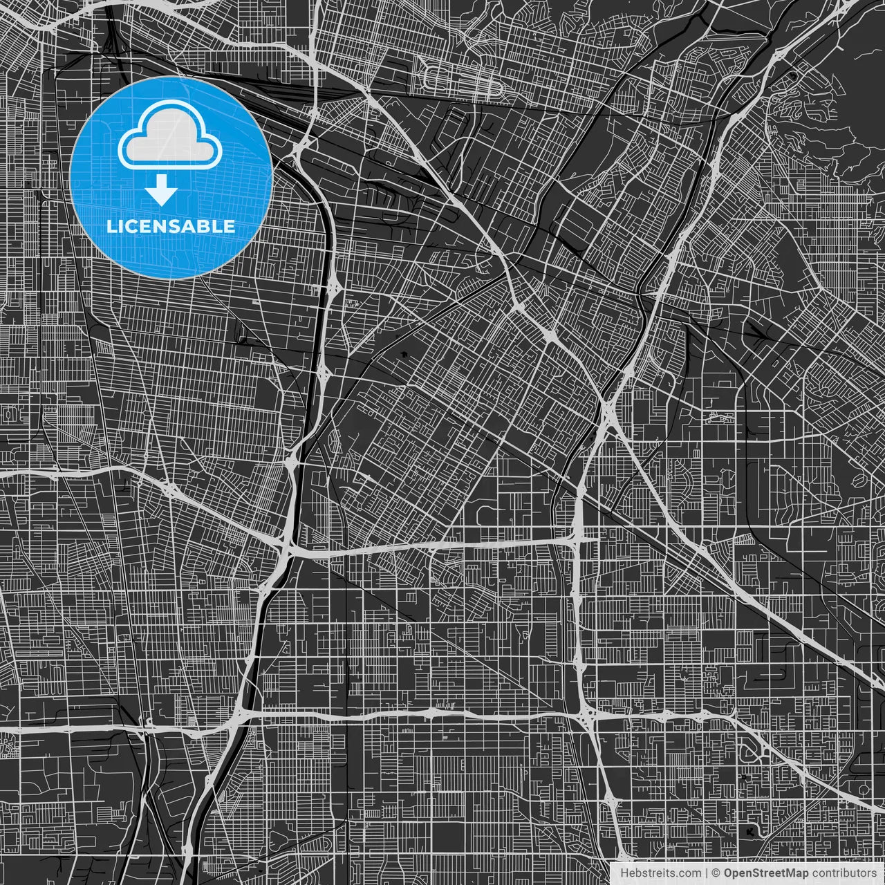 Downey, California - Area Map - Dark