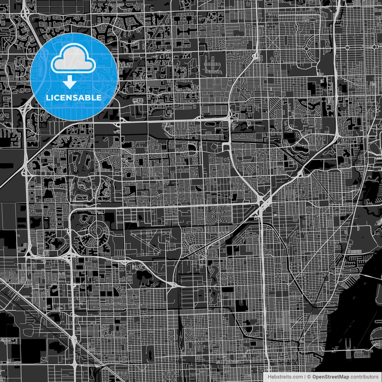 Miami Gardens, Florida - Area Map - Dark