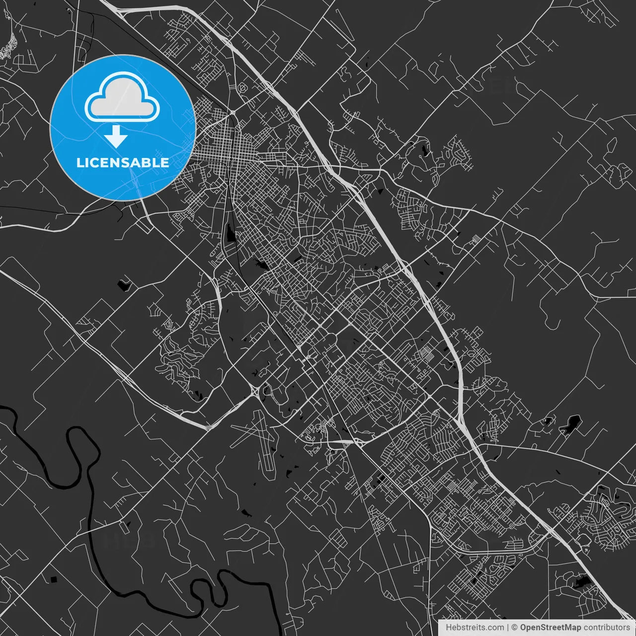 College Station, Texas - Area Map - Dark