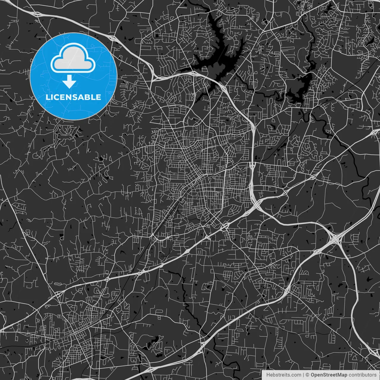 High Point, North Carolina - Area Map - Dark