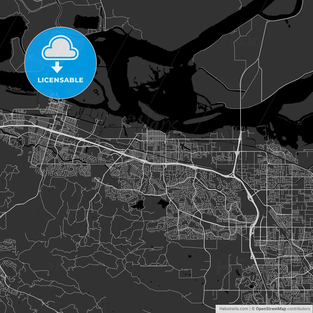 Antioch, California - Area Map - Dark
