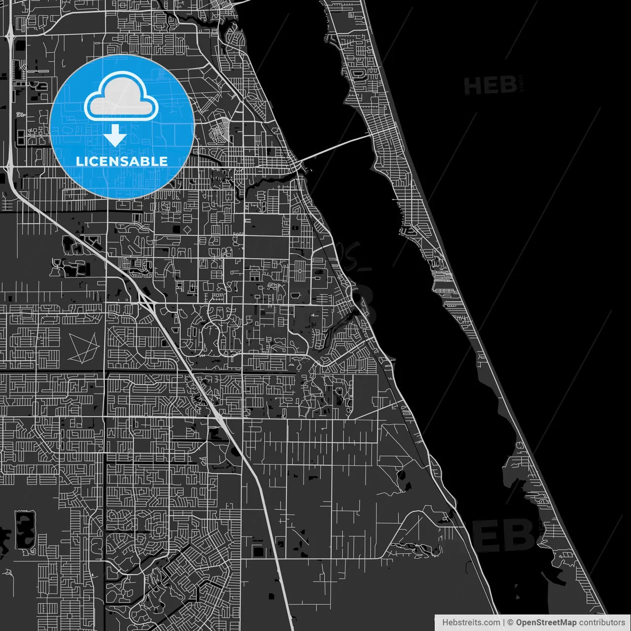 Palm Bay, Florida - Area Map - Dark