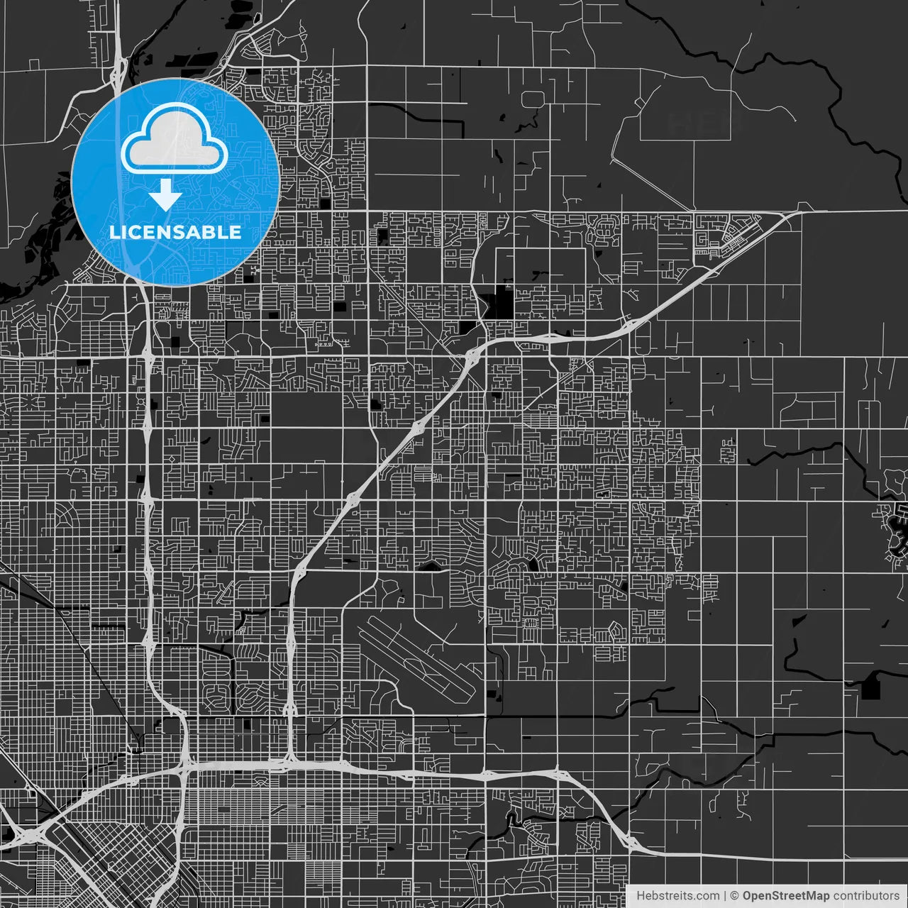 Clovis, California - Area Map - Dark