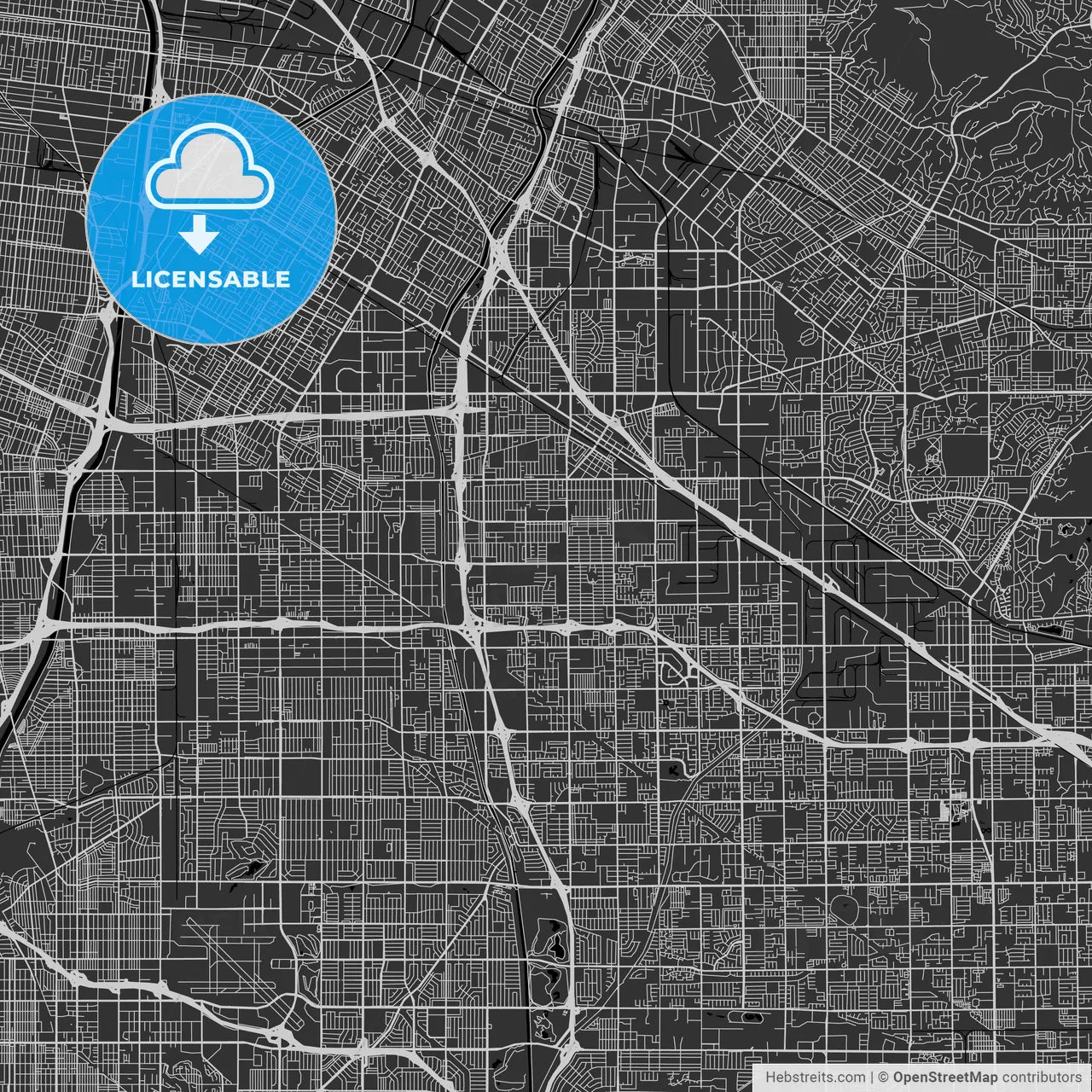 Norwalk, California - Area Map - Dark
