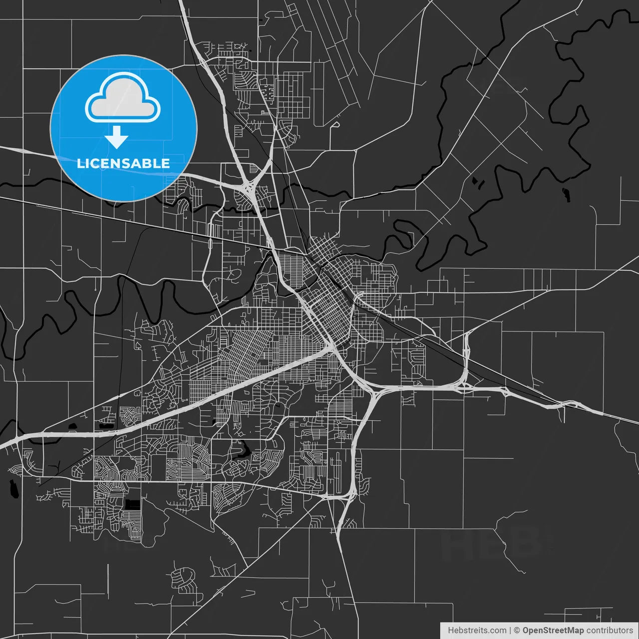 Wichita Falls, Texas - Area Map - Dark