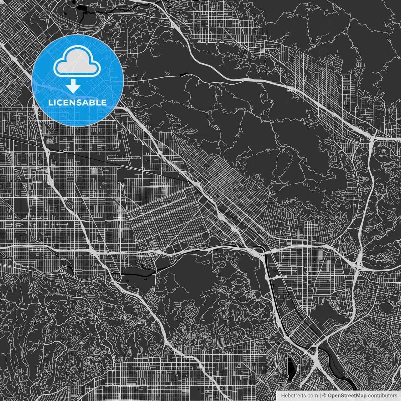 Burbank, California - Area Map - Dark