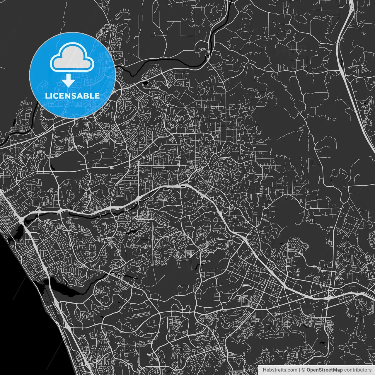Vista, California - Area Map - Dark