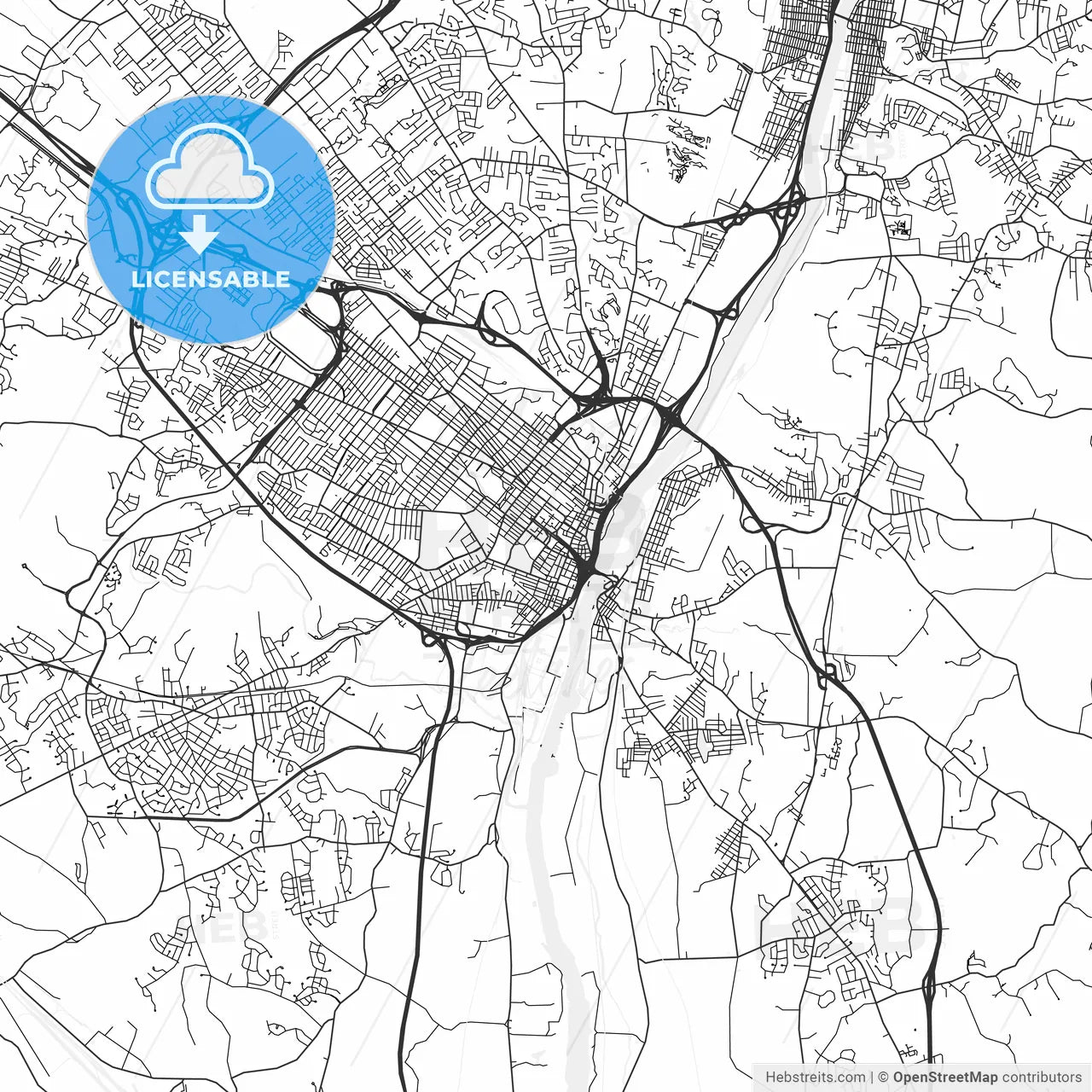 Albany, New York - Area Map - Light